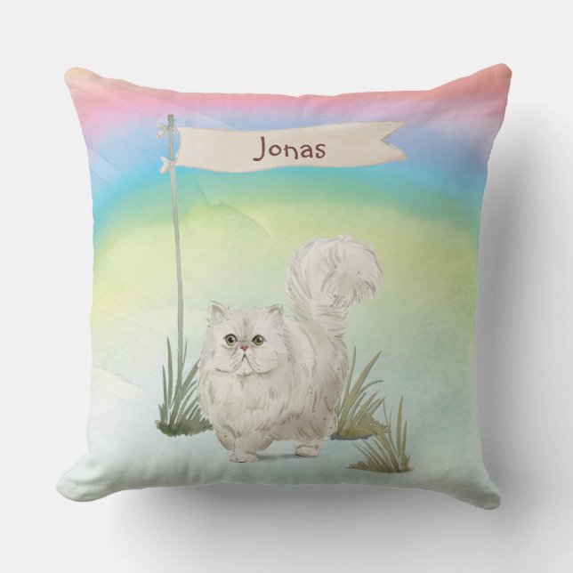 Almofada Pet de Cat Persa de Nome Personalizado (Frente)