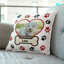 Almofada Pet Dog Foto Coração Coração Vermelho e Pinças Pre