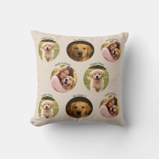Almofada Pet Family Photos Mother's Day Throw Pillow Beige
