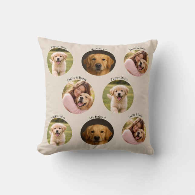 Almofada Pet Family Photos Mother's Day Throw Pillow Beige (Frente)