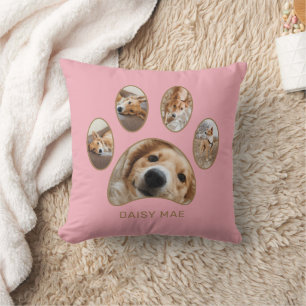 Almofada Pet Lover Nome de Impressão de Pata Dourada Colag