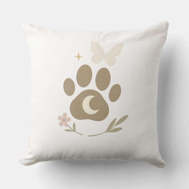 Almofada Pet Memorial Paw com Lua e Borboleta - Simpatia (Frente)