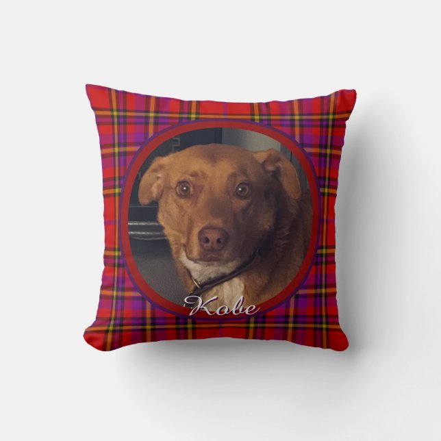 Almofada Pet on Plaid Monogrammed (Frente)