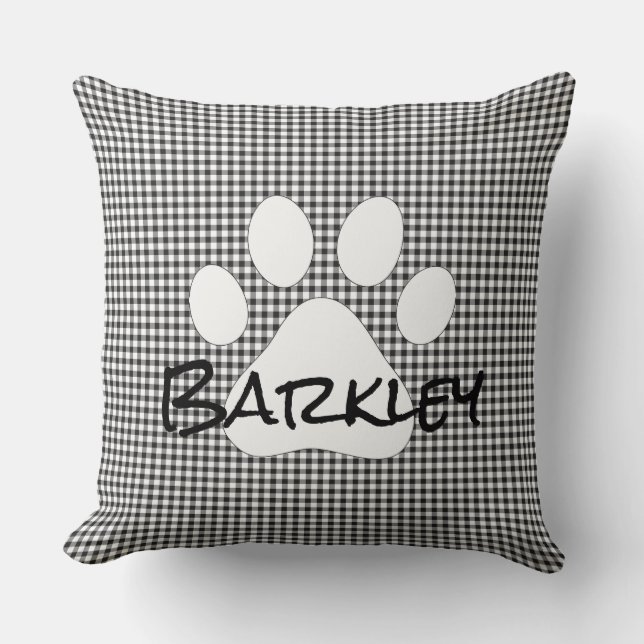Almofada Pet Pet Name Gingham Dog Cat Family Pet (Frente)