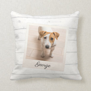 Almofada Pet Photo Frame Rustic Wood Personalizado