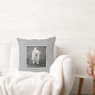 Almofada Pet PHOTO Gingham NAME Decinto de Cachorro Preto B