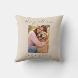 Almofada Pet Photo Name Text Throw Pillow Beige Love Always