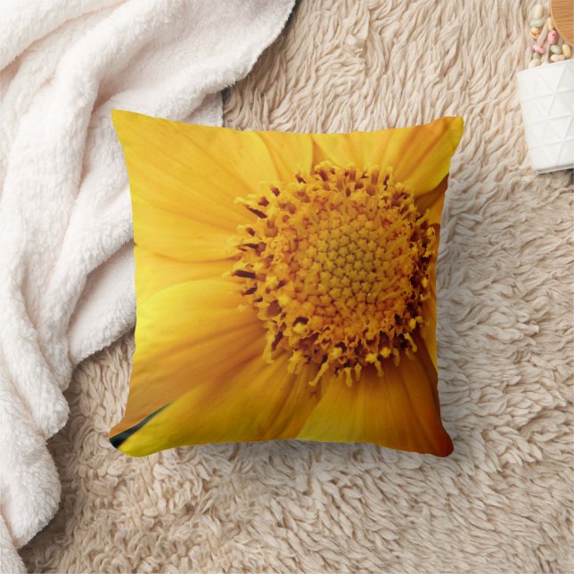 Almofada Pétalas De Flor Amarelo E Centro Fechar (Cobertor)