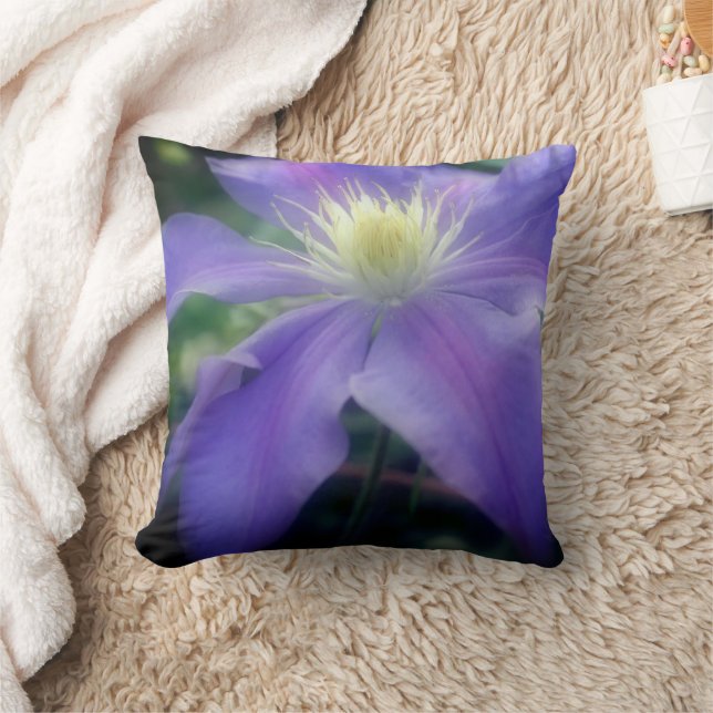 Almofada Pétalas de Flor de Clematite Roxa Suave (Cobertor)