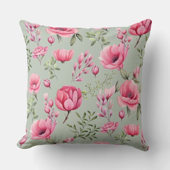 Almofada Pétalas de Prado Rosado em Flor (Frente)