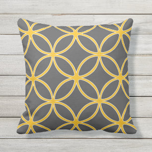 Almofada Pétalas modernas, ornamentais, amarelo mostarda,