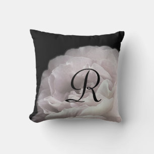 Almofada Pétalas Rosa Rosa Cor-de-rosa pálida Monograma 16"