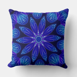 Almofada Pétalas Roxas e Teais Mandala