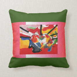 Almofada Peter Max colorido aquoso Padrão cardíaco