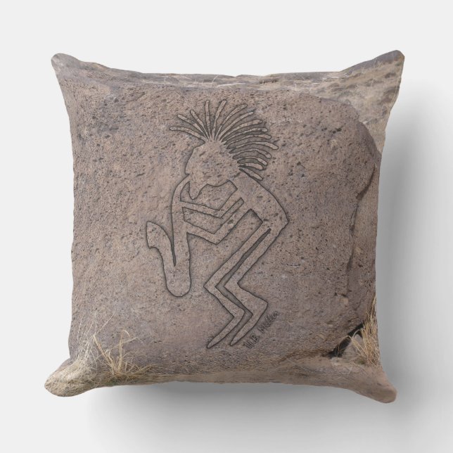 Almofada Petroglyph do jogador de saxofone (Frente)