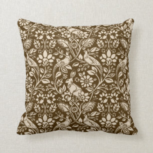 Almofada Pheasant and Hare Patterno, Brown and Beige