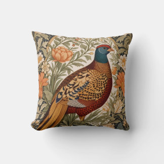 Almofada Pheasant Vintage Floral William Morris Inspired 