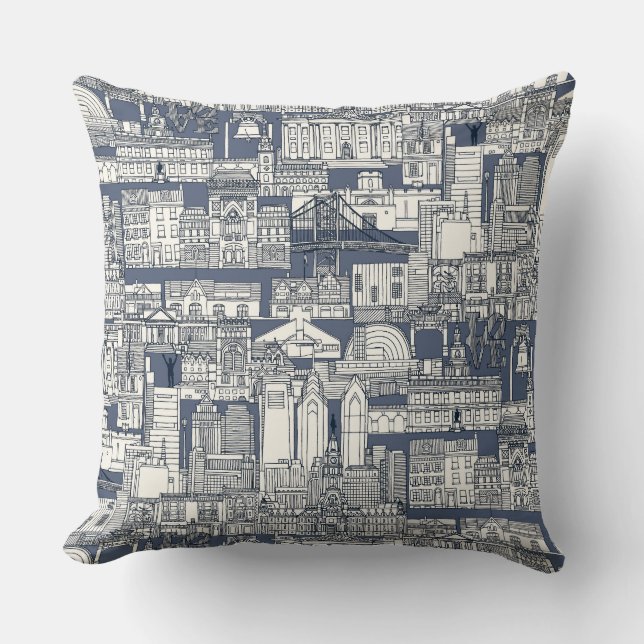 Almofada Philadelphia toile blue indigo (Frente)