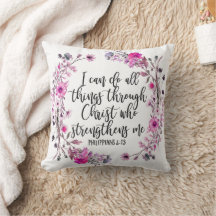 Philippians 4:13 Escritura de Bíblia rosa e roxo