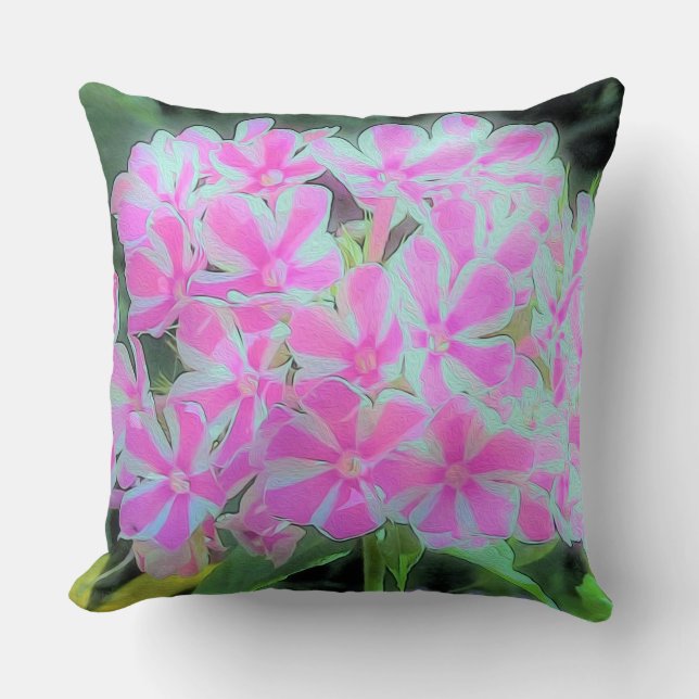 Almofada Phlox do Jardim do Pepperminto Branco, Rosa-Quente (Frente)