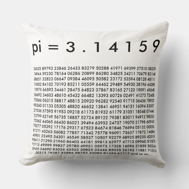 Almofada pi= 3,14159 Dígitos de Dia Pi da Ciência da Matemá (Frente)