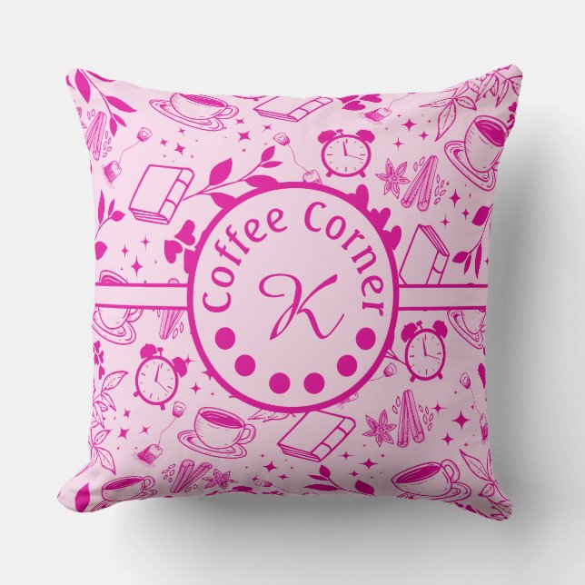 Almofada pia-rosa-amante do café meio século (Frente)