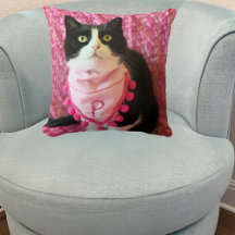 Pica o Travesseiro rosa-gato Tuxedo