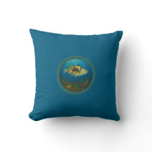 Picasso Trigger Fish Ocean Blue Pillows
