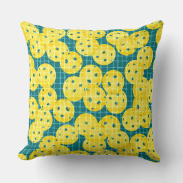 Almofada Pickleball é Vida - Amarelo no Turquesa