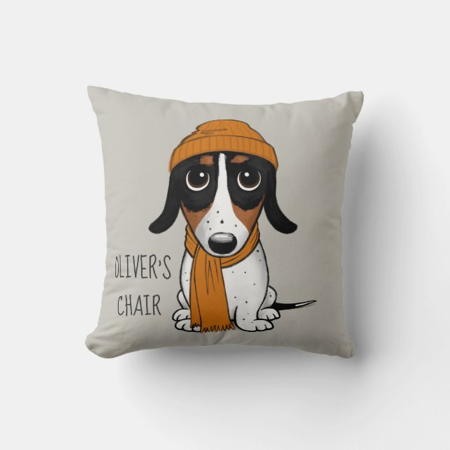 Almofada Piebald Dachshund Hipster Dog Personalizado (Frente)