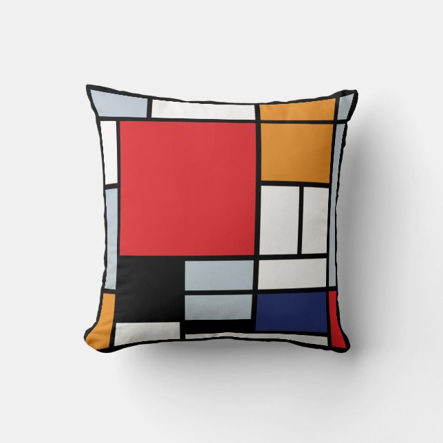 Almofada Piet Mondrian - Composição com Grande Plano Vermel (Frente)
