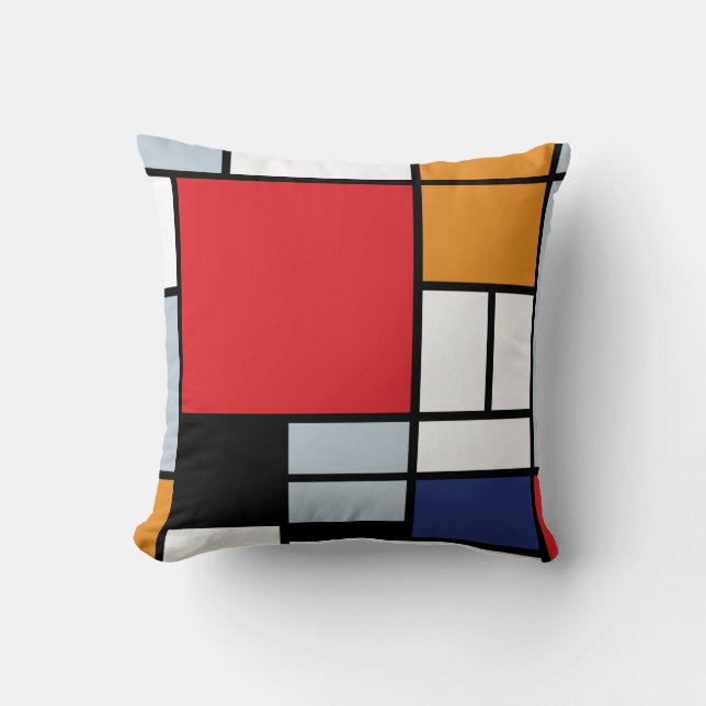 Almofada Piet Mondrian - Composição com Grande Plano Vermel (Frente)