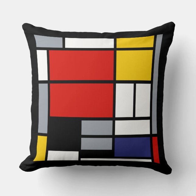 Almofada Piet Mondrian, Composição com Grande Plano Vermelh (Frente)