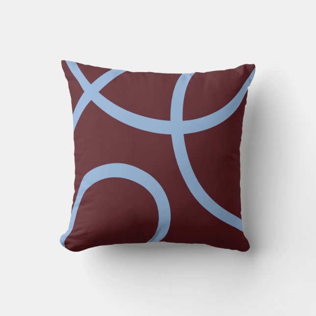 Almofada Pillow – Blue Lines on Burgundy (Frente)
