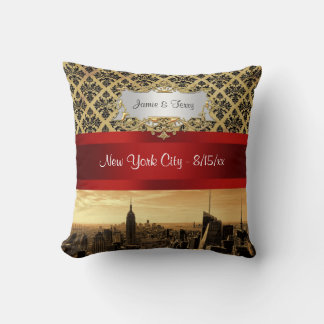 Almofada Pillow de Damasco B4 Sépia da Silhueta da Cidade d