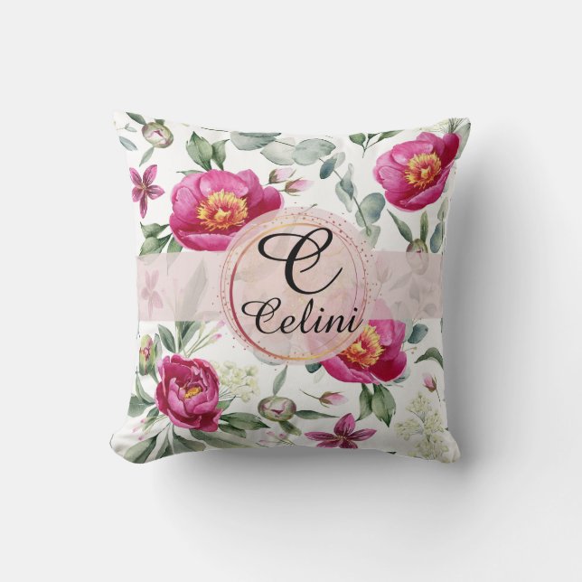 Almofada Pillow de lançamento padrão sem emenda de flor de  (Frente)