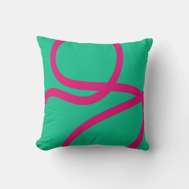 Almofada Pillow – Pink Lines on Green (Frente)