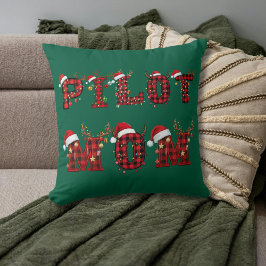 Almofada Pilot Mom Christmas Letters Lights Ornaments Funny