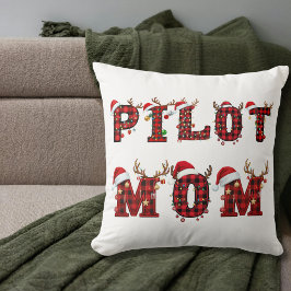 Almofada Pilot Mom Christmas Letters Lights Ornaments Funny