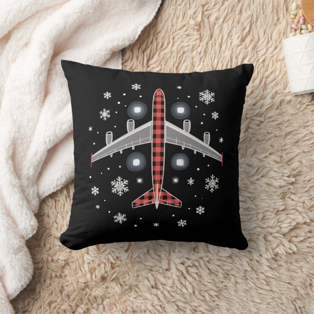 Almofada Piloto de Natal de Xadrez de Avião (Cobertor)