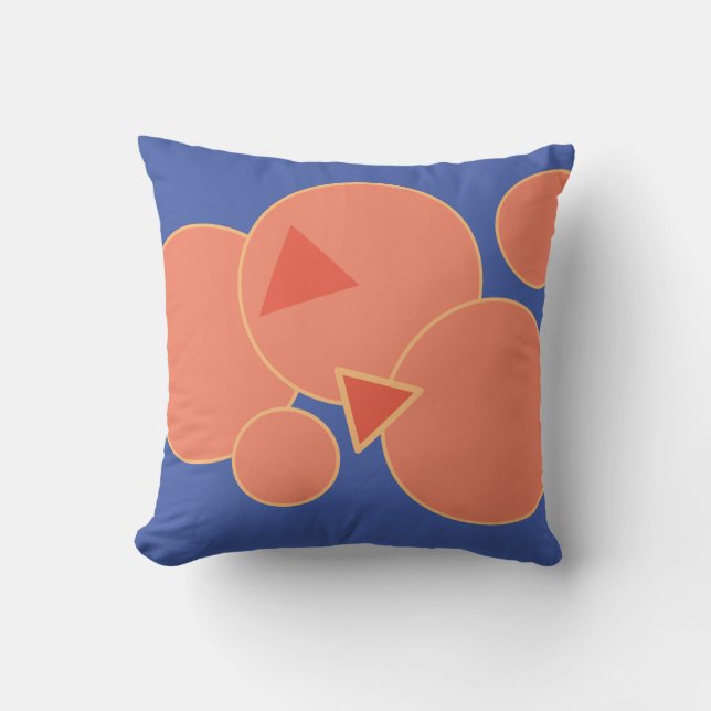 Almofada Pílula de Destaque "Mod" Laranja Flor e Azul (Frente)