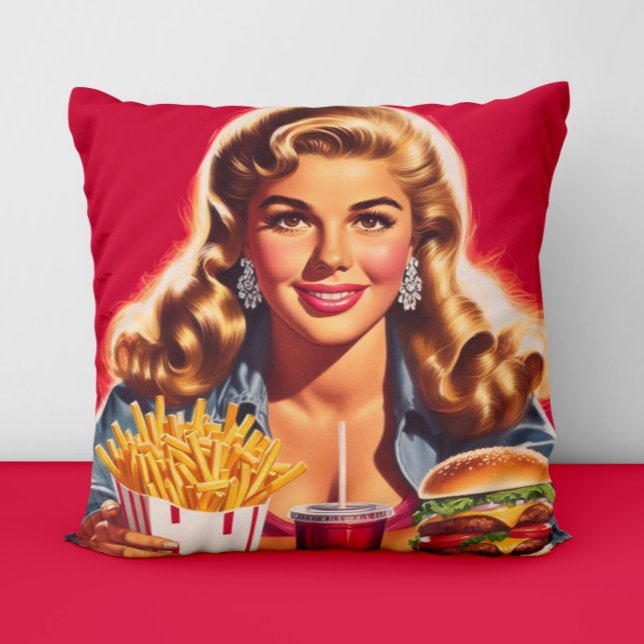 Almofada Pin-up de Fast Food Vintage (Criador carregado)
