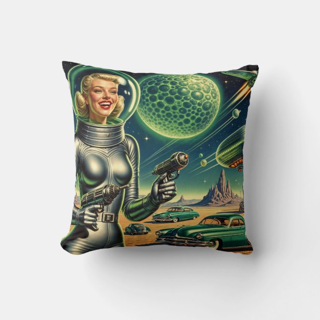Almofada Pin-Up de Raio Laser Vintage (Frente)