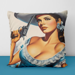 Almofada Pin-up Retro do Velho Oeste Selvagem