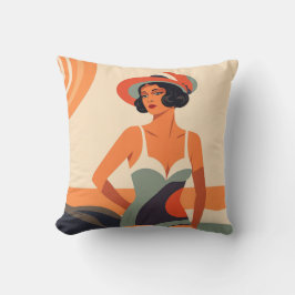 Almofada pin up woman retro in the sea
