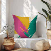 Pincéis modernos - Rosa, Teal e Amarelo em Creme