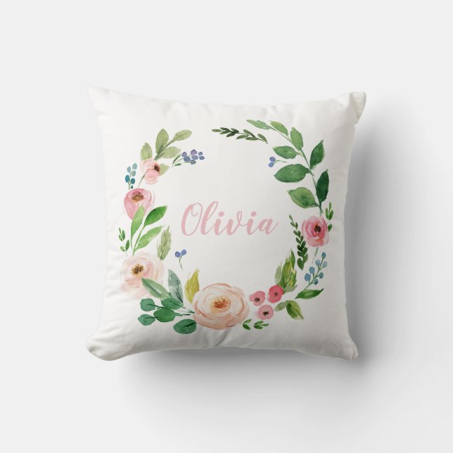 Almofada Pincel cor-de-água pincel rosa personalizado (Frente)