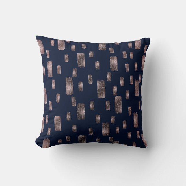 Almofada Pincel de Maquiagem Moderno Dourado Rosa e Azul Ma (Frente)