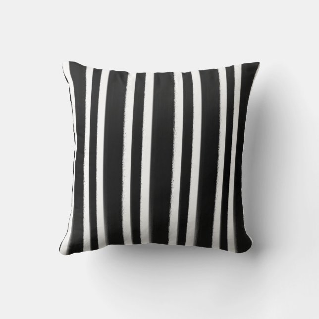 Almofada Pincel de Pintura Listra Vertical Preto e Branco (Verso)