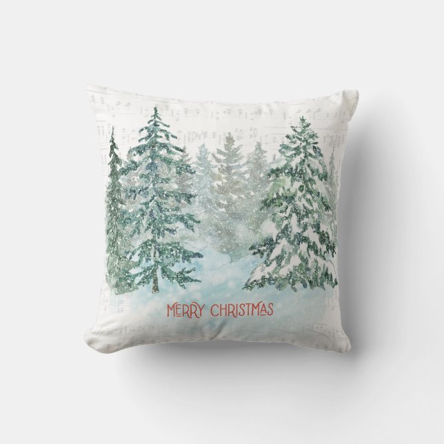 Almofada Pine de Natal da Música de inverno (Frente)